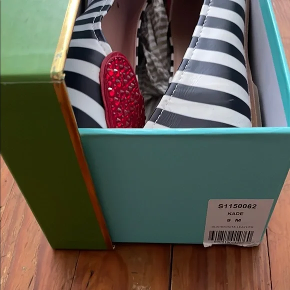 Kate Spade Black and White Striped Ballet Flats Size 9 - Picture 7 of 7